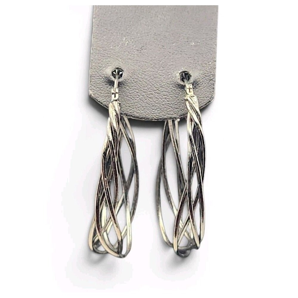 Premier Designs Dark Tone Gunmetal Hoop Earrings Q